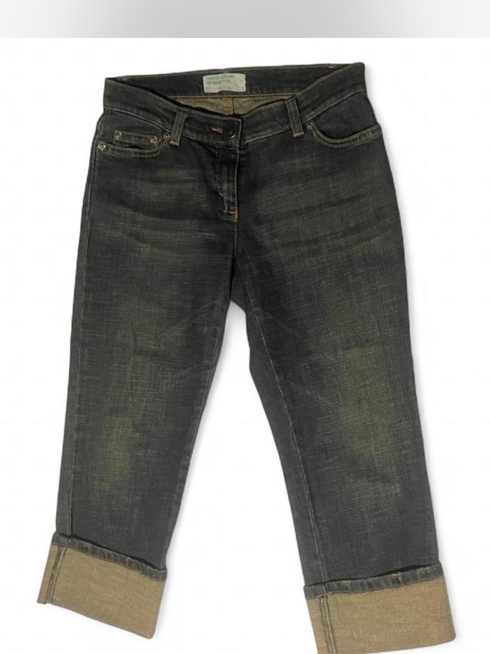 United Colors Of Benetton Dark Gray Cuffed Ankle Jeans